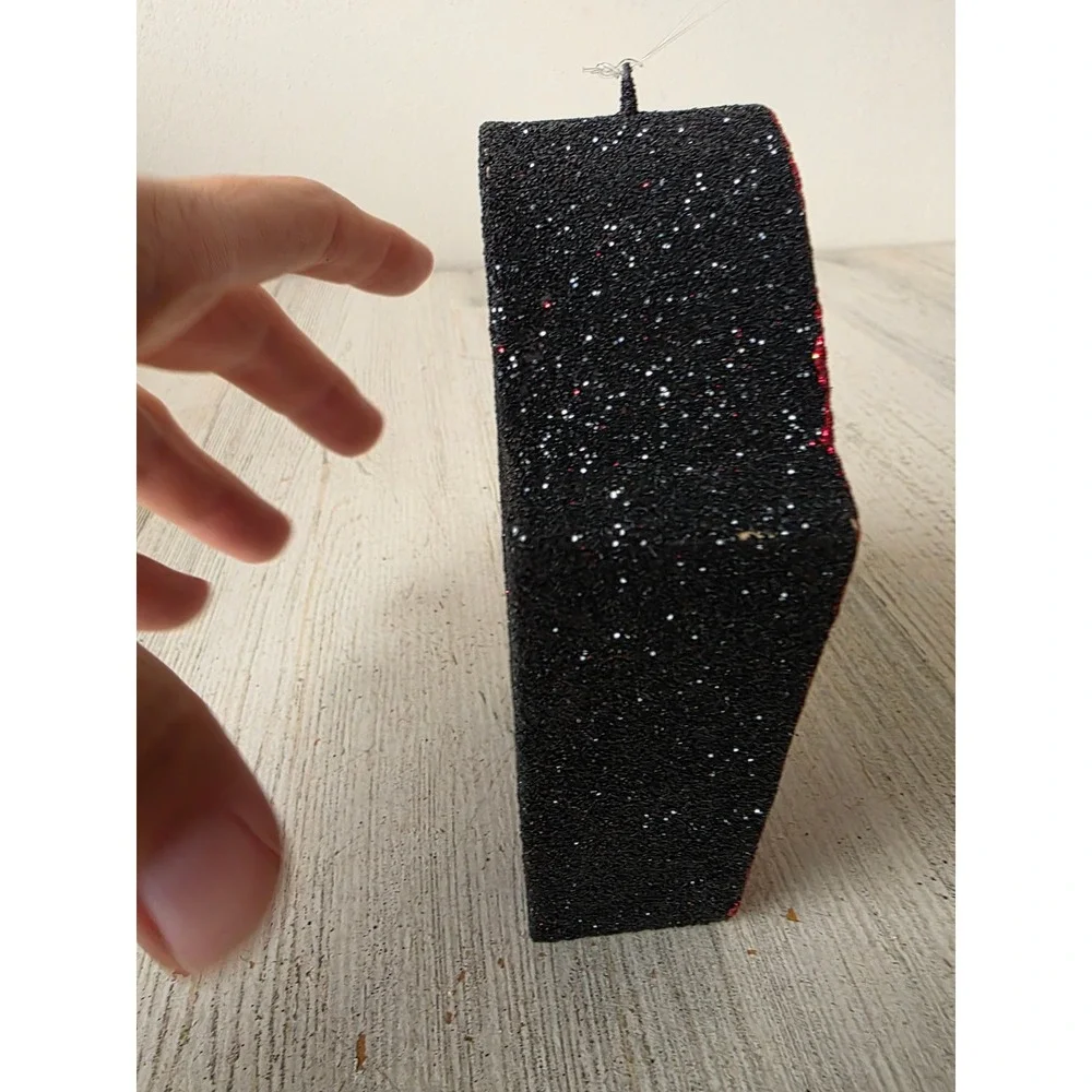 Vintage Pier 1 Dracula coffin glitter ornament Halloween decor vampire tree